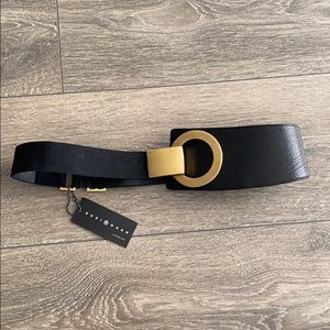 Designer leather and suede black belt